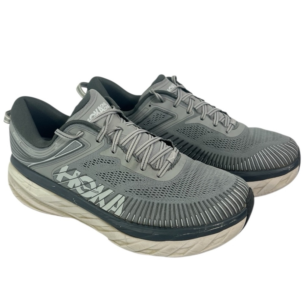 Wide HOKA Bondi 7 Running Trainers/Shoes 13EE, Gray 1110530 WDDS